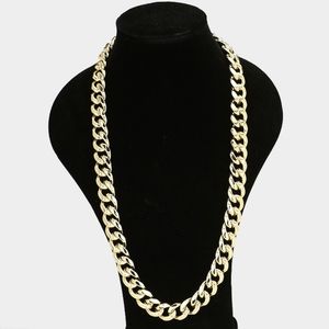 Simple Gold Metal Curb Link Herringbone Necklace Chain Mens Woman Unisex Jewelry